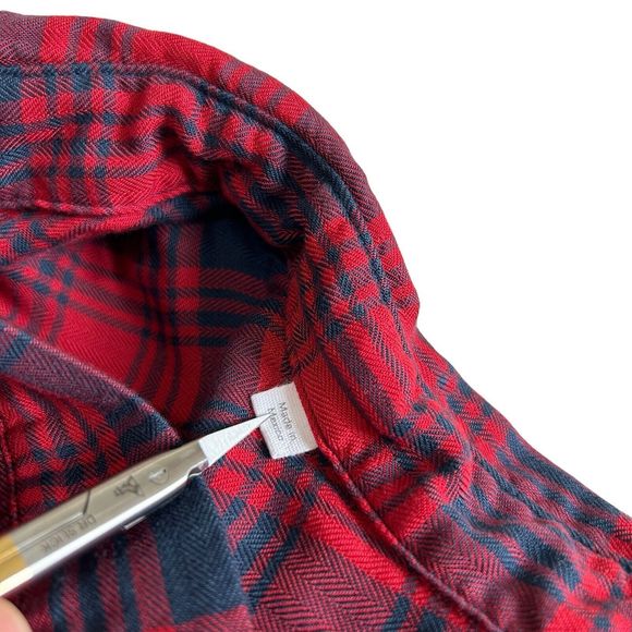 Grayson The Hero Anthroplogie Plaid Flannel Red and Blue Button Front Large 04 - Picture 3 of 12